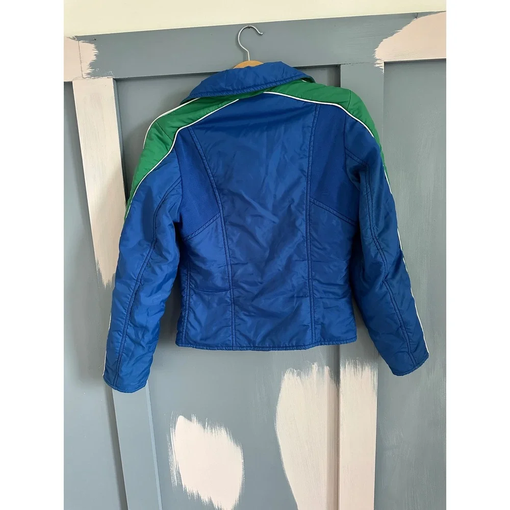 Vintage Topher Ski Suit Set Blue Green Jacket Bib Overalls Women Retro 2 Piece